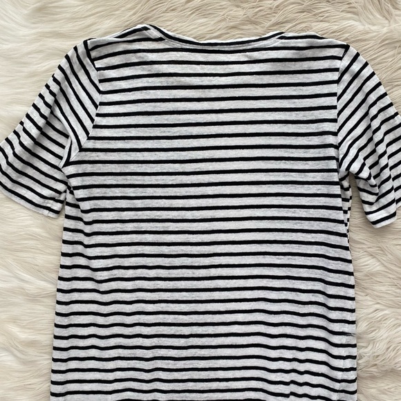 Eileen Fisher White Black Striped Organic Linen Dress - Picture 8 of 10